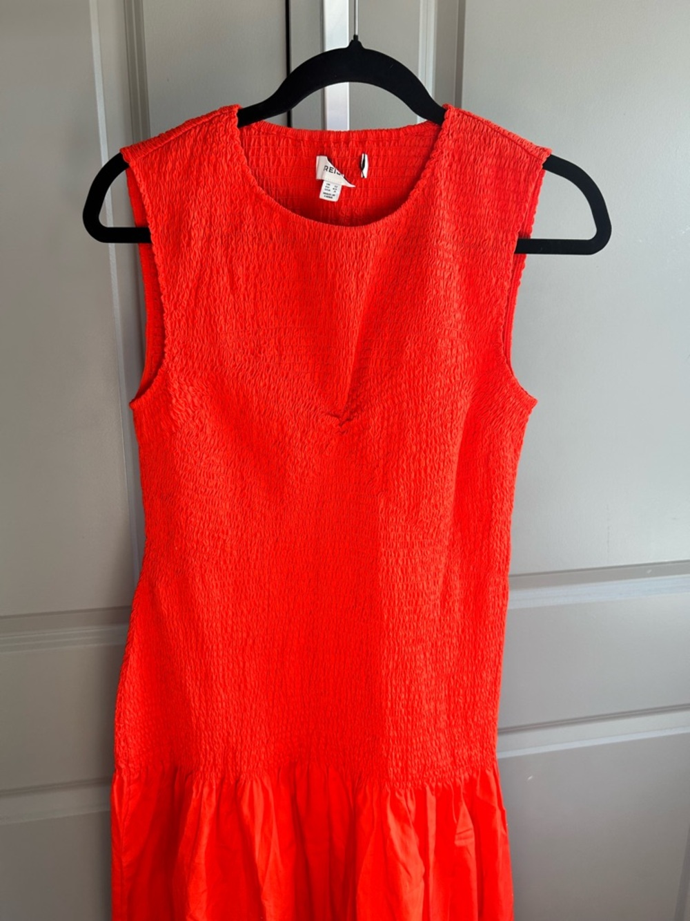 Reiss Annabel Petite Cotton Shirred Midi Dress Size 8 Coastal Chic Old Money #92 - Picture 4 of 10